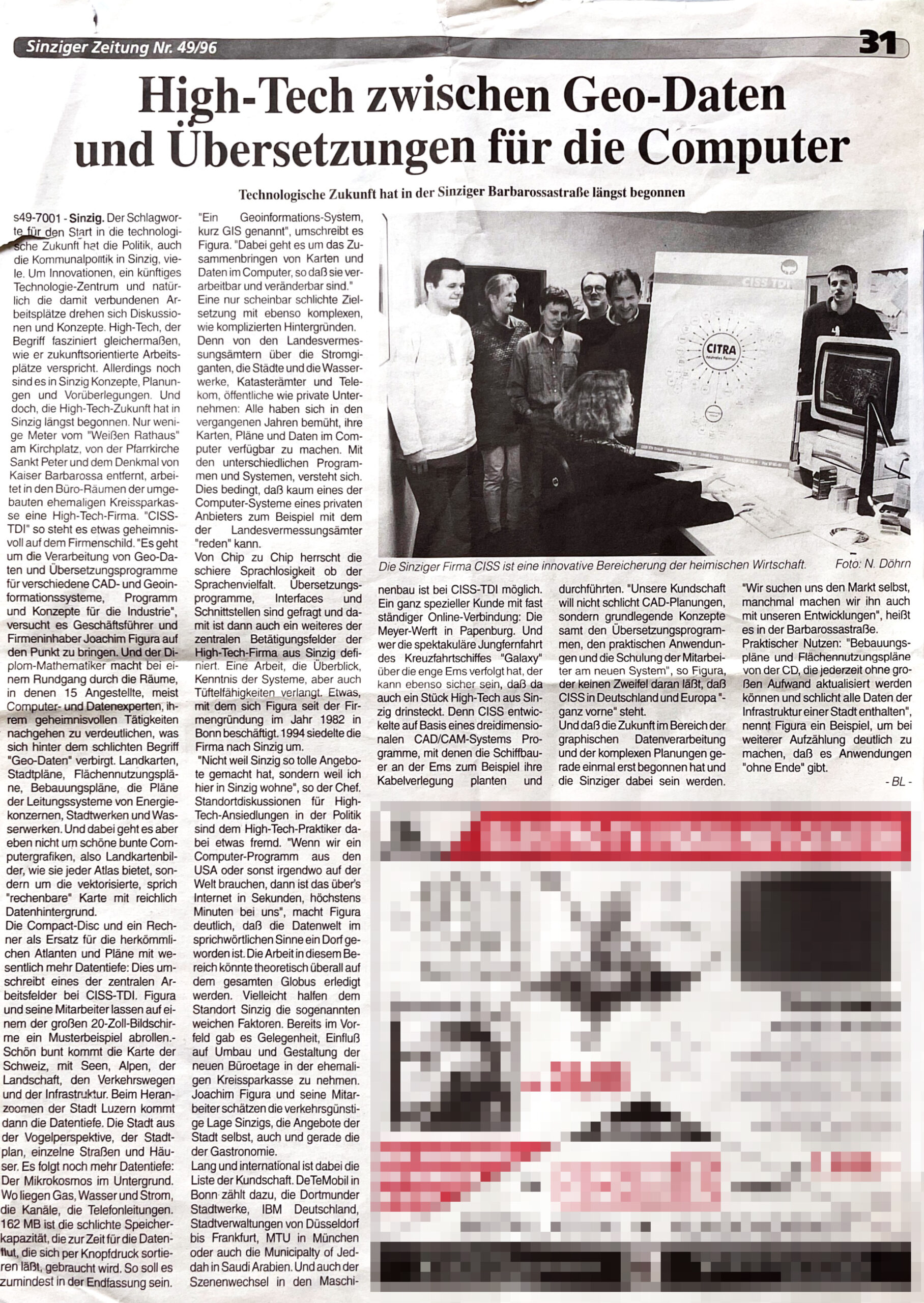 Artikel über die CISS TDI in der Sinziger Zeitung